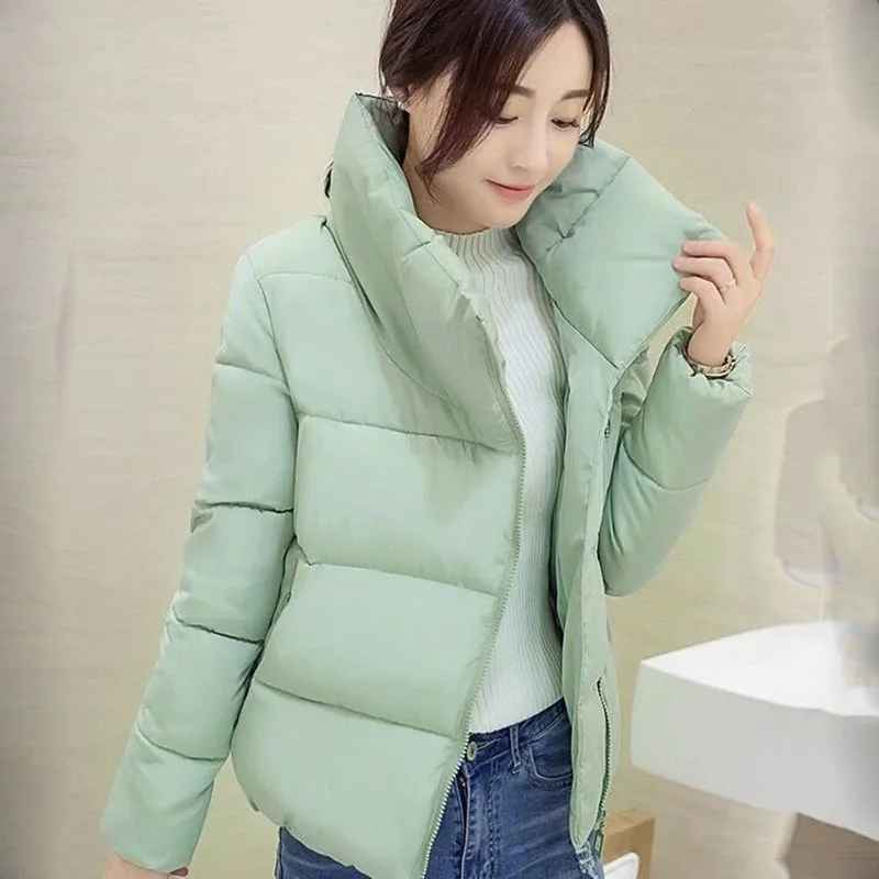 

Lucyever Women Short Down Jacket 2021 Fashion Slim Fit Korean Stand-collar Parkas Female Winter Thicken Warm Cotton Padded Coats