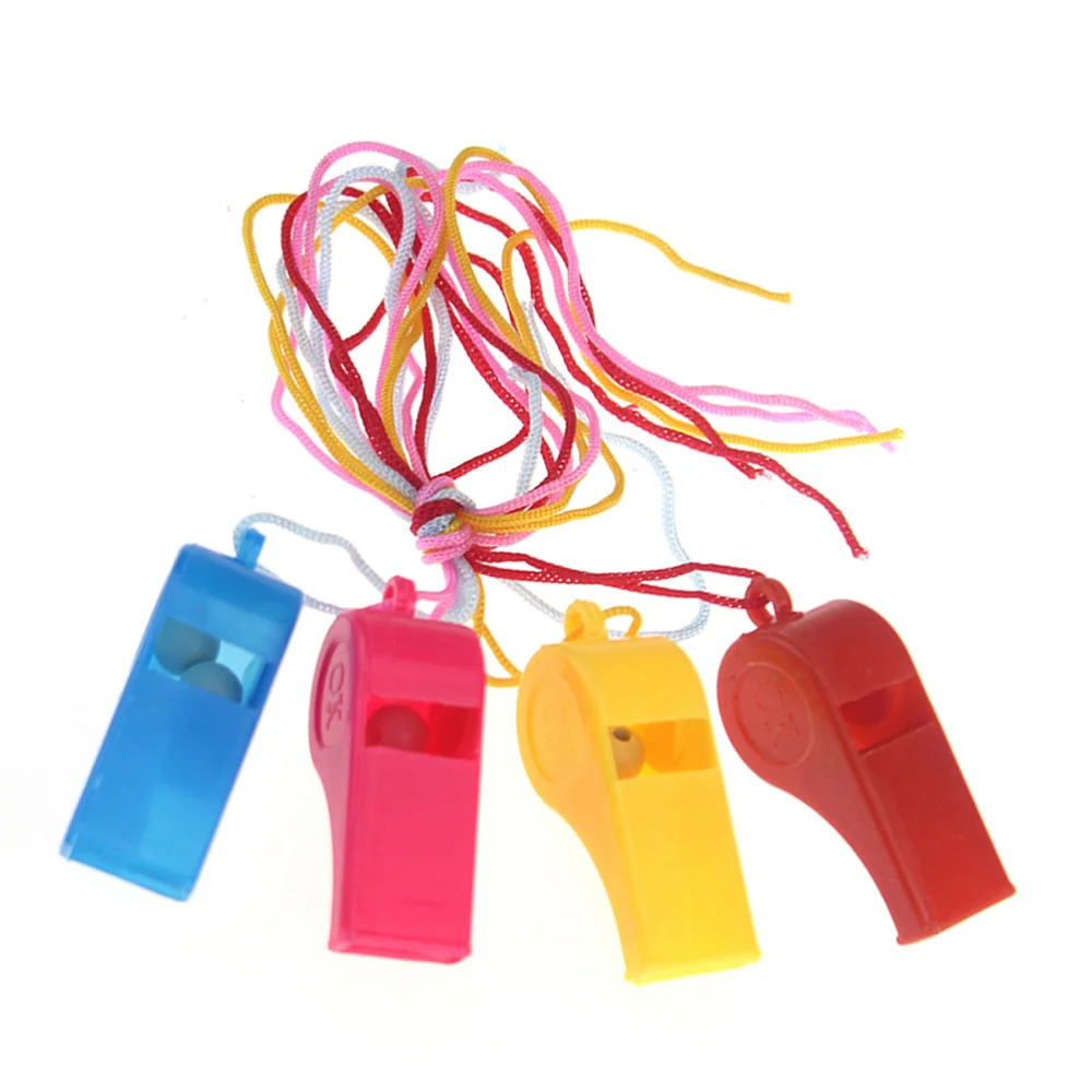 

72 Pcs ABS Sport Game Whistles Cheering Lifeguard Whistle Hanging Keychain Lanyard Keychain for Kids Outdoor Camping Hiking (Mix