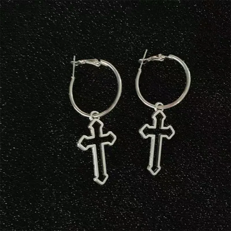 

Christian Cross Earrings With Long Chain Charms Ear Clip Hoop Earrings Series Earrings Women Girls Gothic Jewelry Gifts