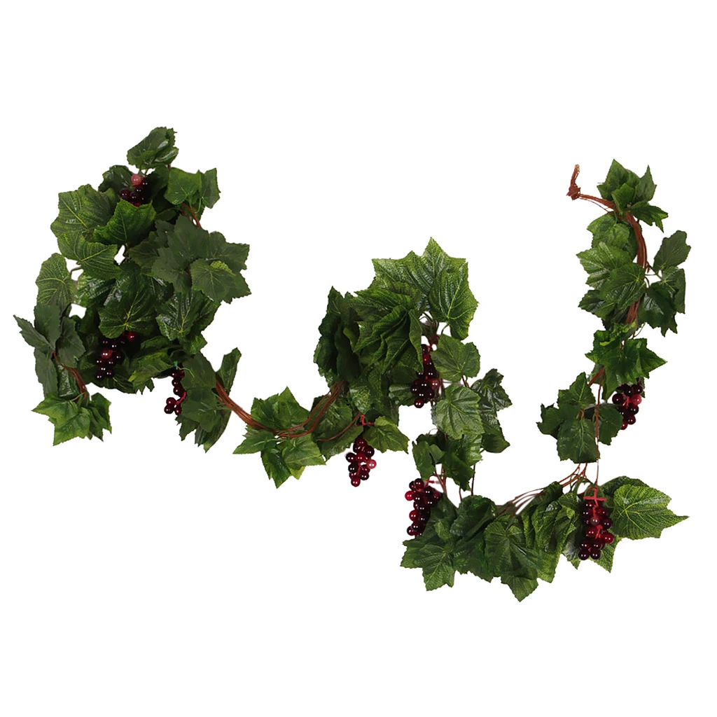 

Mag Artificial Plants Wired Silk Grape Vine Fake Fruit Rattan with Plastic Grape for Weddings Festivals Parties
