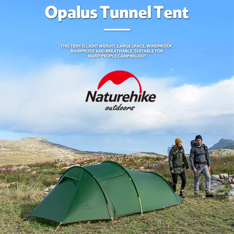 

Naturehike Opalus Tunnel Tent Outdoor 2-3 Persons Camping Tent 20D Silicone/210T Polyester Fabric Tent NH17L001-L Free Footprint