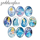Disney Золушка для девочки 10 шт, смешанные цвета, 13x1 8 мм18x2 5 мм30x40 мм Овальный фото кабошоны разрисованные изделия из стекла с плоской задней частью браслетов украшения своими руками