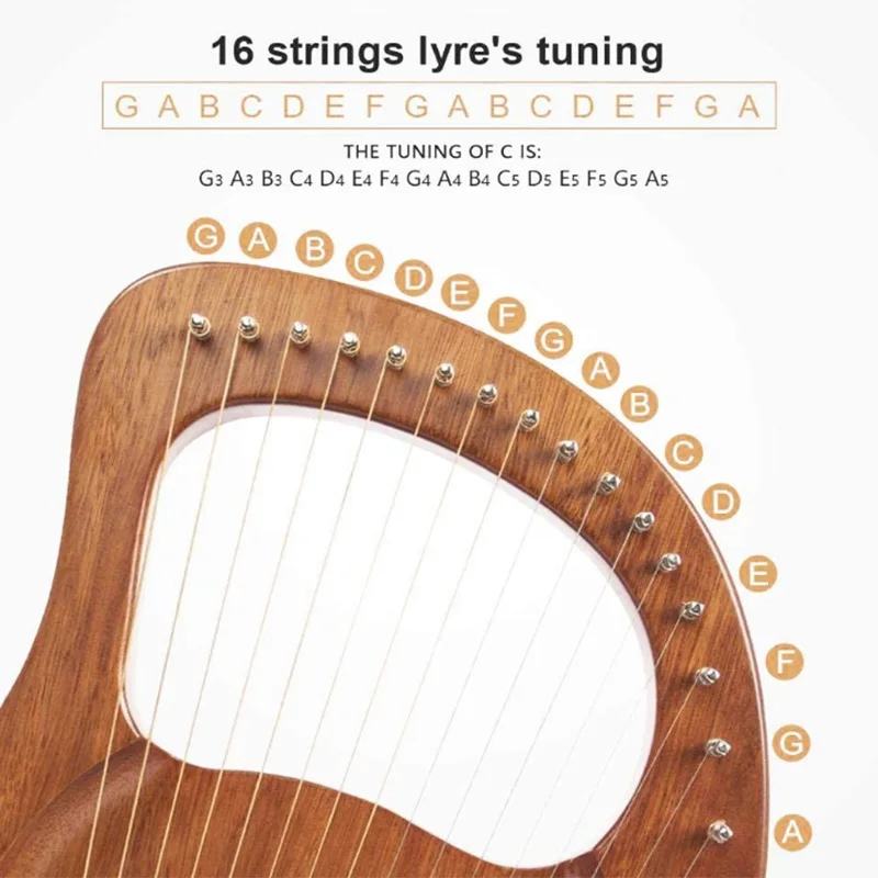 Lyre Harp 16 веревочных деревянных шпона лучшие струны инструмент для тела с