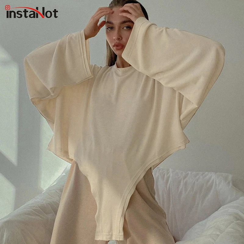 

Женский Свободный Топ InstaHot, осенний, элегантный, повседневный, клубный, вечерние, однотонная одежда
