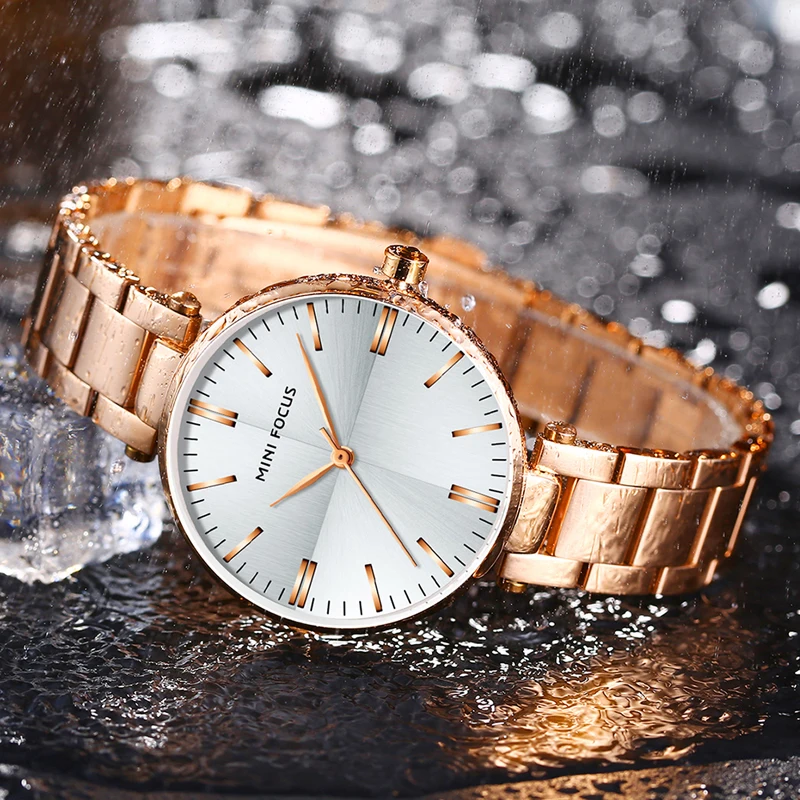 MINI FOCUS Fashion Luxury Ladies Wrist Watches Top Brand Silver Steel Strap Waterproof Women's Bracelet Watch Zegarek Damski