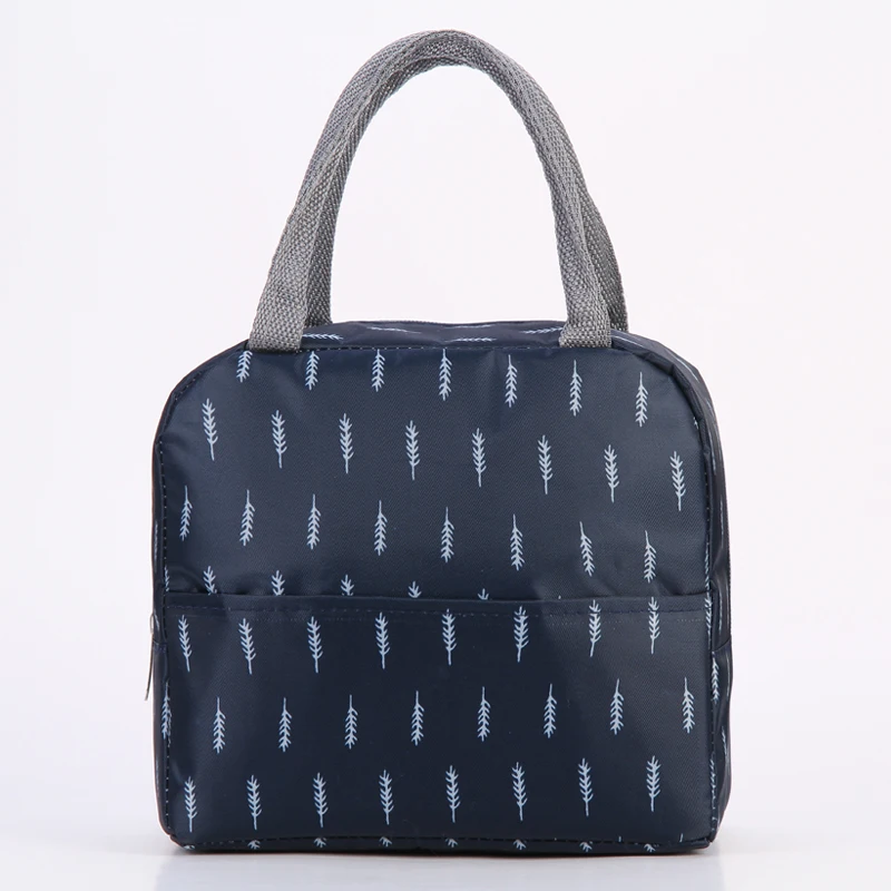 Navy Leather Термосумка для ланча с фламинго для женщин, изолированная, Оксфорд, алюминиевая фольга, переносная сумка для ланча, для путешествий, пикника, Ланч-бокс с карманом 213 - Цвет: Navy Leather