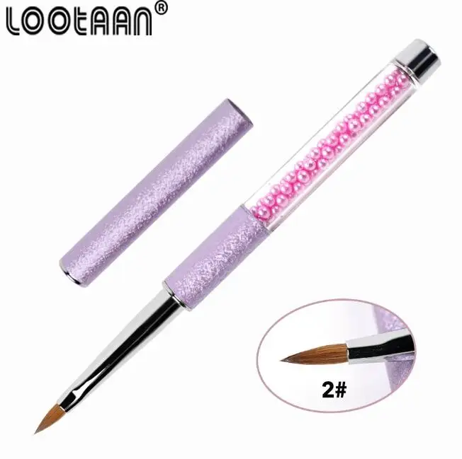 Lootaan1PC акриловая кисть для ногтей 10# овальная кусторезная кисть для дизайна ногтей колинская фиолетовая жемчужина для рисования ногтей