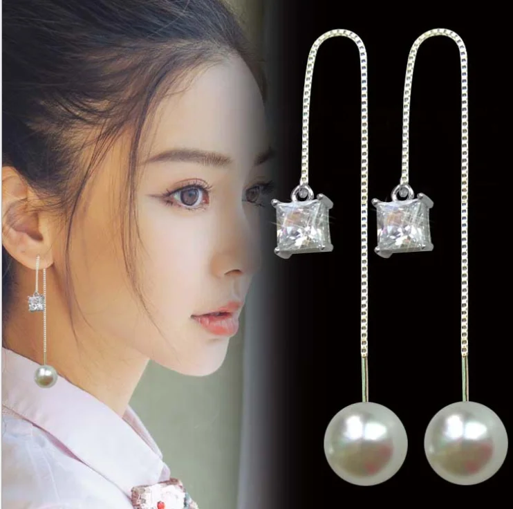 Новинка 2019 яркие квадратные Искусственные серьги из циркония длинные модные