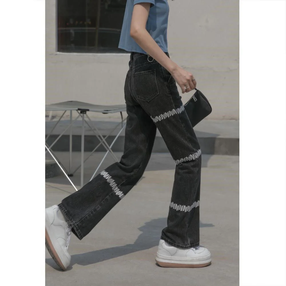 

Cool Women Fashion High Waist Jeans Girls Summer Straight Pants Trousers Female Harajuku Jean Denim Bagge Cross Jeans Femme