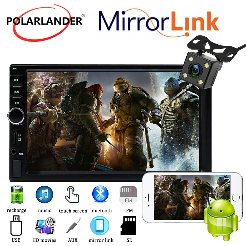 Автомагнитола 7 дюймов 2 Din Android MP5 сенсорная мультиязычная проекция 12 В EQ звук 1080P