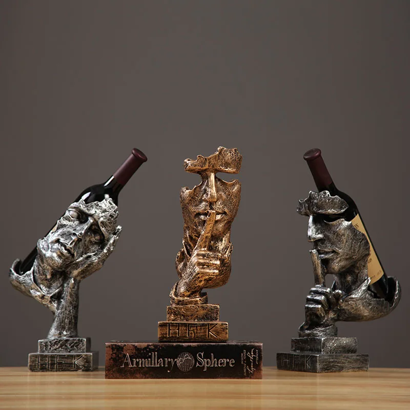 Strongwell Современная Бесшумная Золотая скульптура стойка для вина из смолы поделки