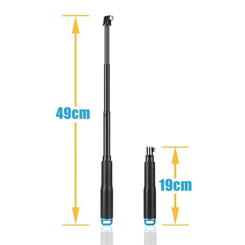 

19 Inch Extendable Handheld Pole Selfie Stick Monopod Lightweight Outdoor Travel Selfie Stick for GoPro Hero 7 6 5 4 3+ 2