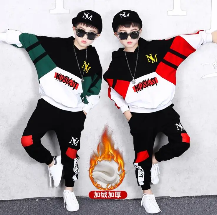 Детский комплект зимней одежды из флиса теплый свитшот и брюки для мальчиков 3 4 6 8