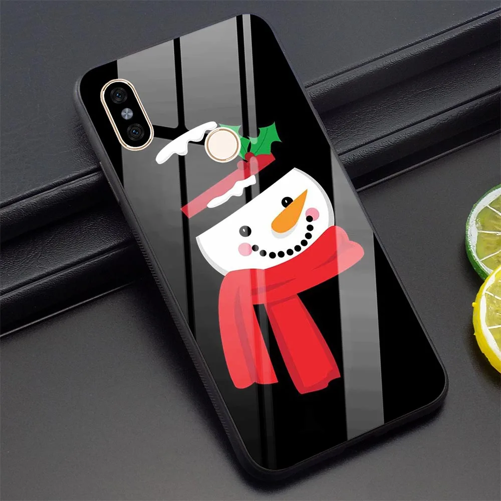 K3015602 Новогодний чехол для телефона Xiao mi Pocophone F1 Note 5 6 7 Pro Red mi 4X 6A mi A1 A2 8 Lite 9 из закаленного стекла - Цвет: K3015602