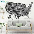 Виниловая наклейка на стену в виде карты США, для дома и гостиной