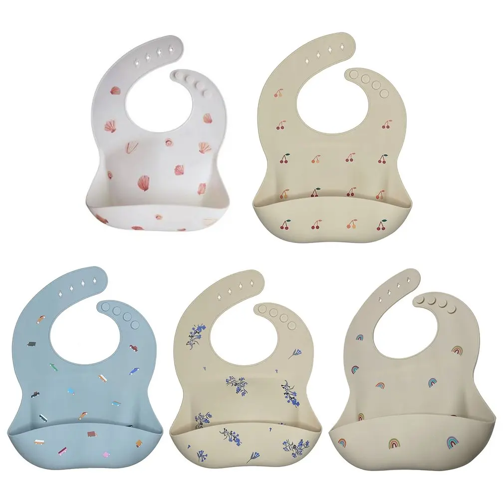 Детские нагрудники с принтом водонепроницаемые Мягкие силиконовые для