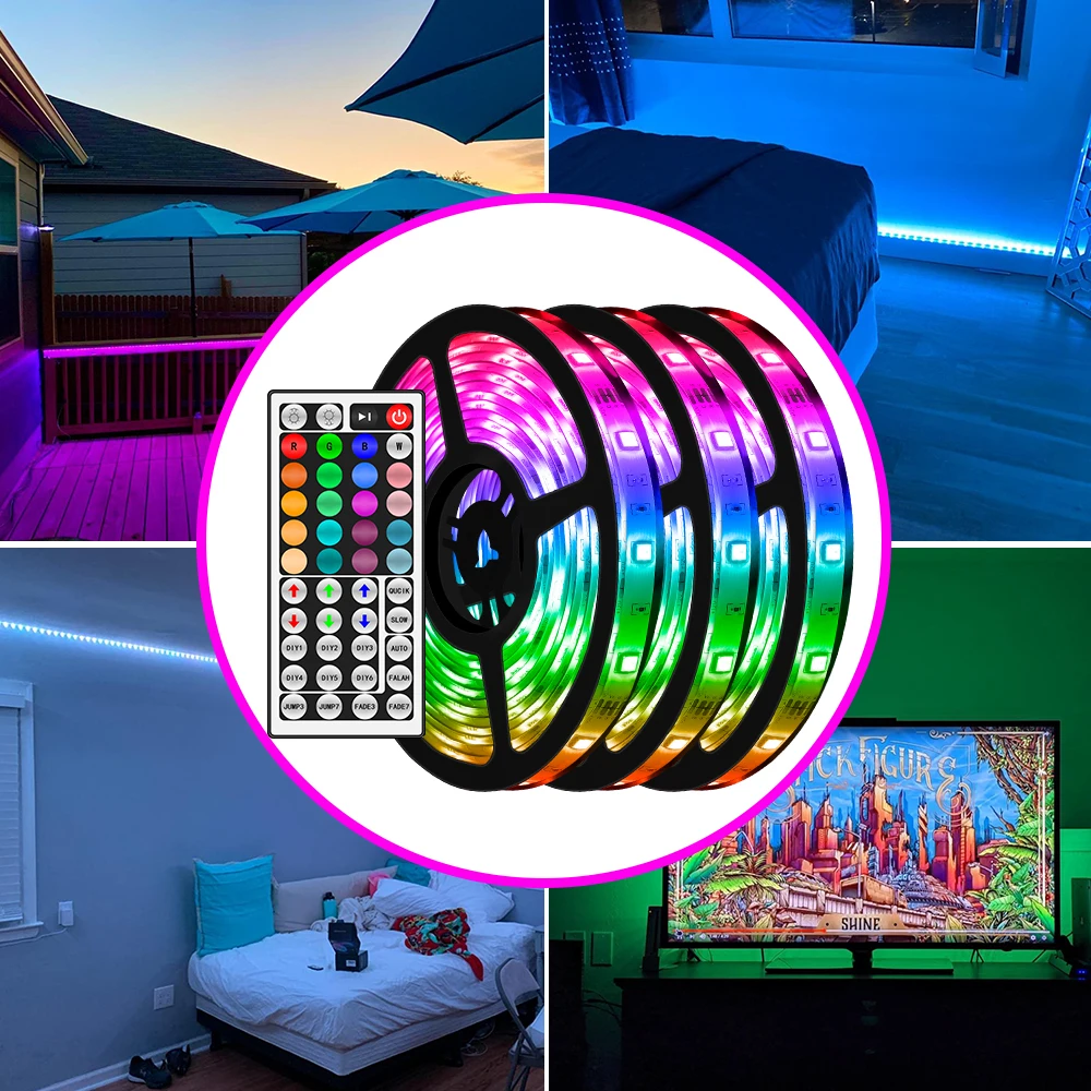 RGB 5050SMD Flexible LED Strip Lamp Waterproof Wireless Remote Control Light 5M 10M 15M 20M Adapter US EU UK Plug | Лампы и освещение