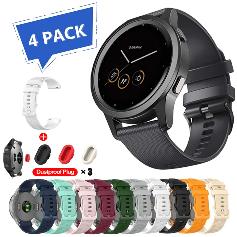 Сменный ремешок для наручных часов Garmin Vivoactive 4S 4 силиконовый с пылезащитной