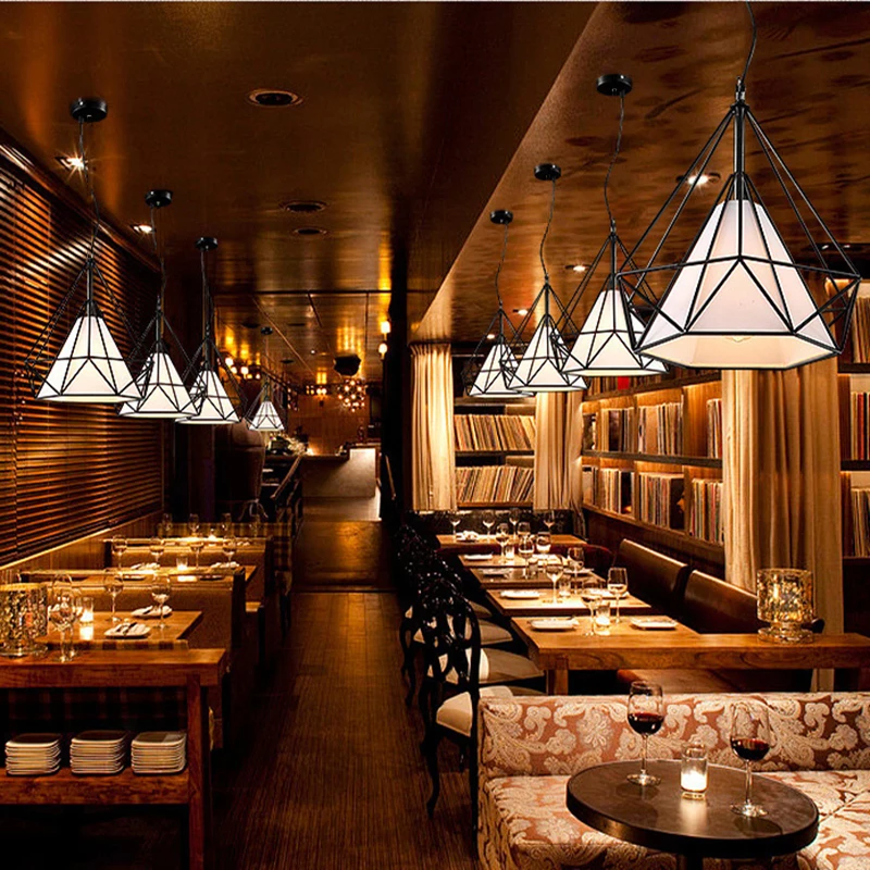 

Modern Iron painted industrial Chandeliers E27 diamond Chandelier LED 220V Lighting for living room kitchen bedroom bar hotel