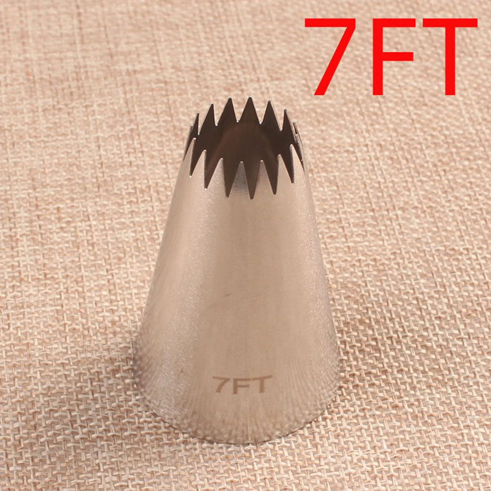 

1pcs #7ft Stainless Steel Diy Icing Piping Tips Cupcake Cake Cream Piping Nozzle Cookie Parsty Fondant Cake Decorating Tools