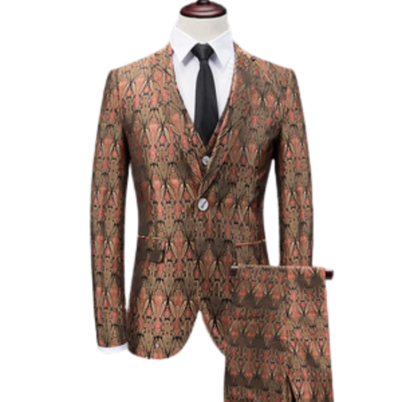 

3 Pcs / 2 Pcs Suit Mens New Pattern Luxury Suit One Button Stage Tuxedo 3x L-m Men Fashion Suits