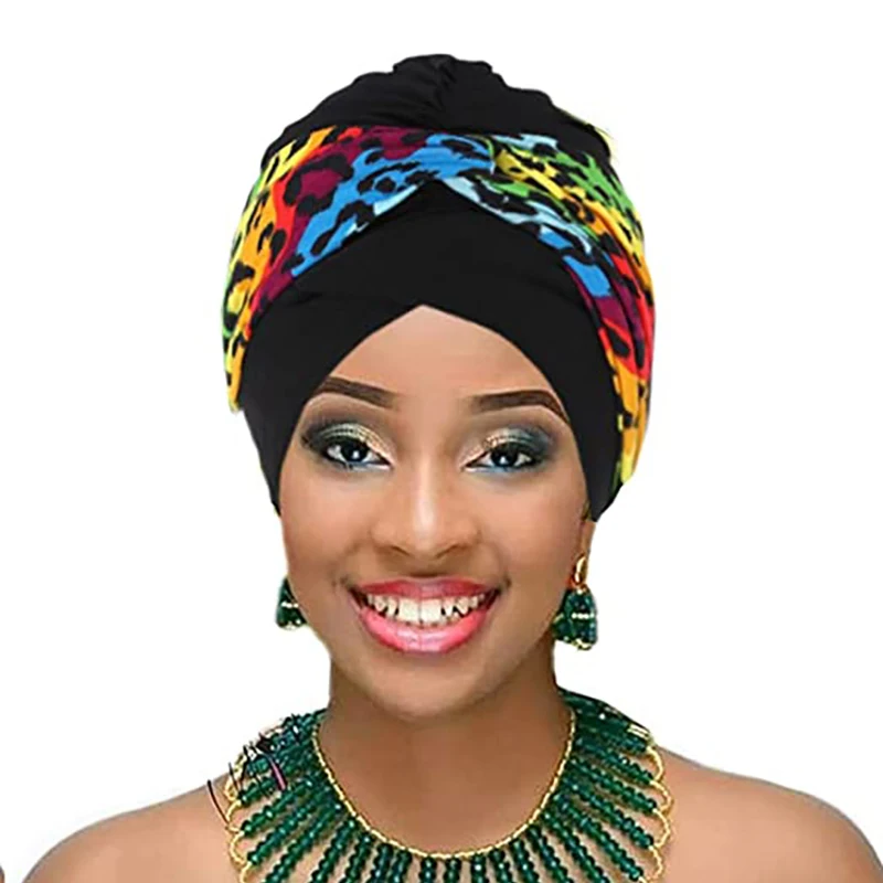 

Новые модные головные уборы в африканском стиле с леопардовым принтом женская шапка тюрбан головные уборы хиджаб шапка искусственная для г...