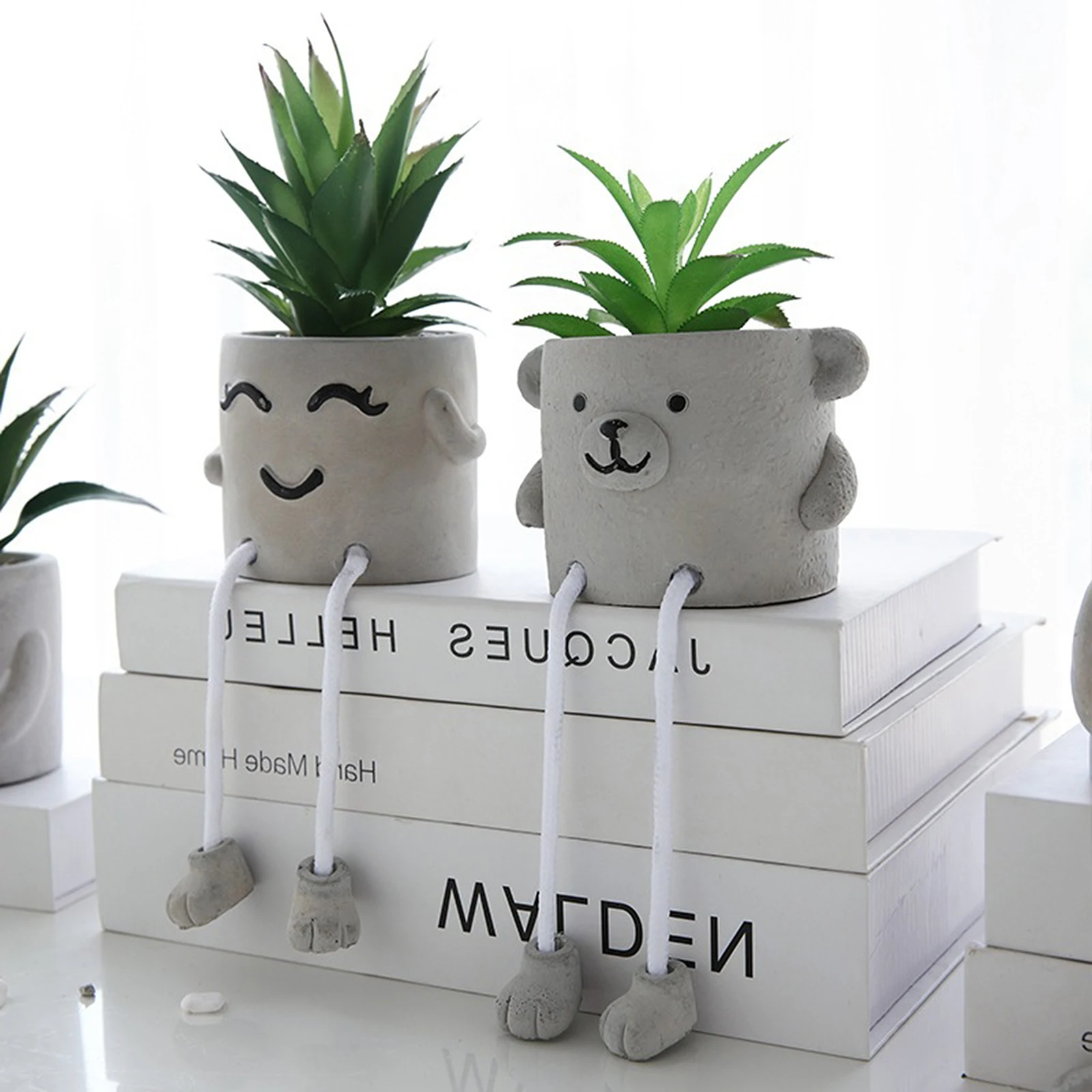 

Face Cute Artificial Plant Pot Bonsai Nordic Hanging Ornaments Feet Doll Eco Friendly Shelf Decorations Durable For Home Decor