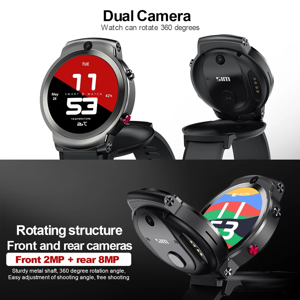 Смарт часы DM28 мужские 1 6 дюйма Android 7 3G 32 ГБ LTE 4G GPS Wi Fi|Смарт-часы| |
