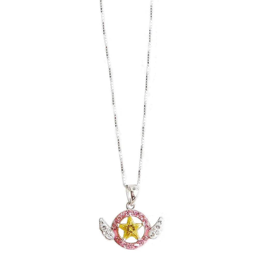 Аниме Card Captor Sakura стерлингового серебра ожерелье Звезда цветы фигурки Косплей
