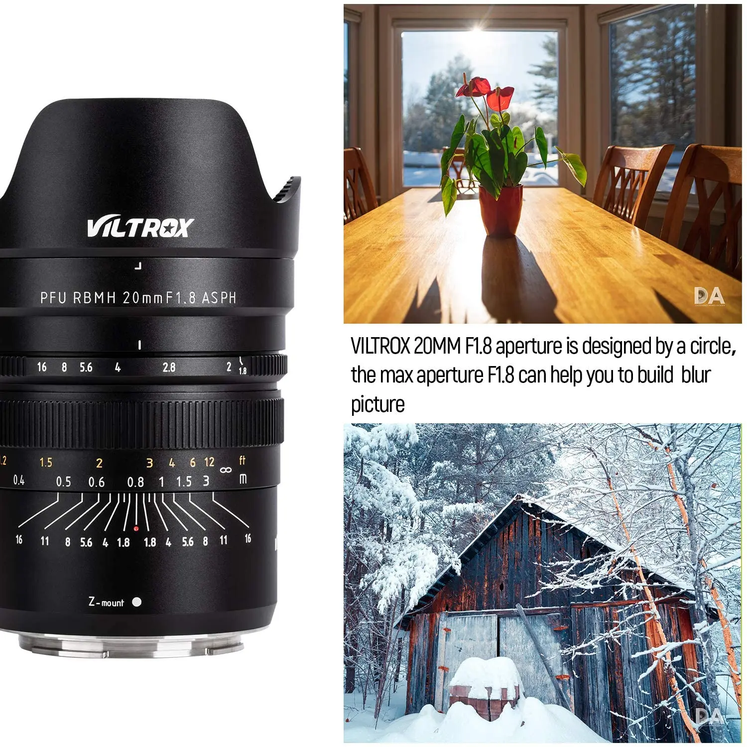 VILTROX 20 мм f1.8 E Z Полнокадровый широкоугольный объектив с фиксированным фокусным