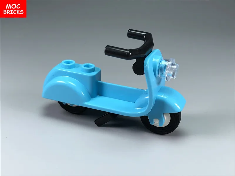 Кубики MOC DIY красочный скутер с подставкой и угловым рулем Сборка строительные