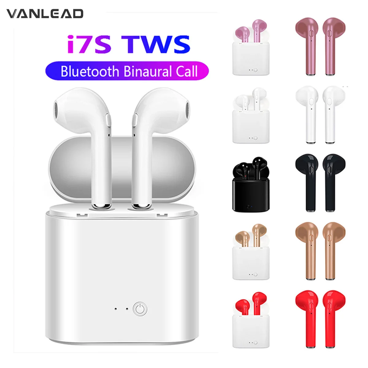 Беспроводные наушники Bluetooth I7s Tws спортивные стерео вкладыши с зарядным
