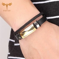 mens charm bangle leather bracelet braided leather wristband business fashion bracelet best gift for boyfriend