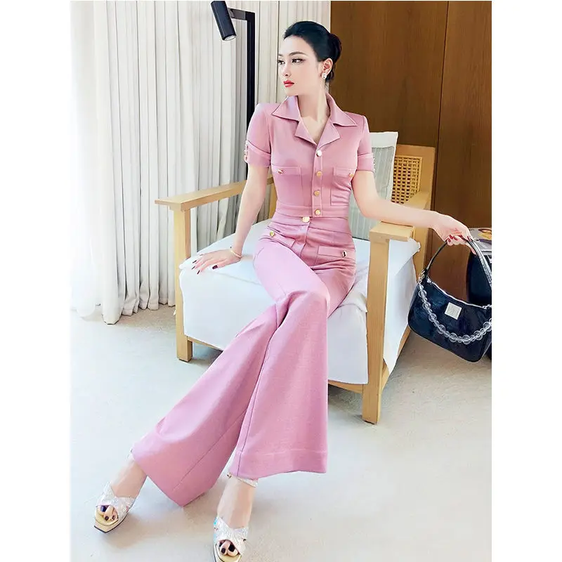 Женский летний комплект из двух предметов блузка с коротким рукавом и отложным