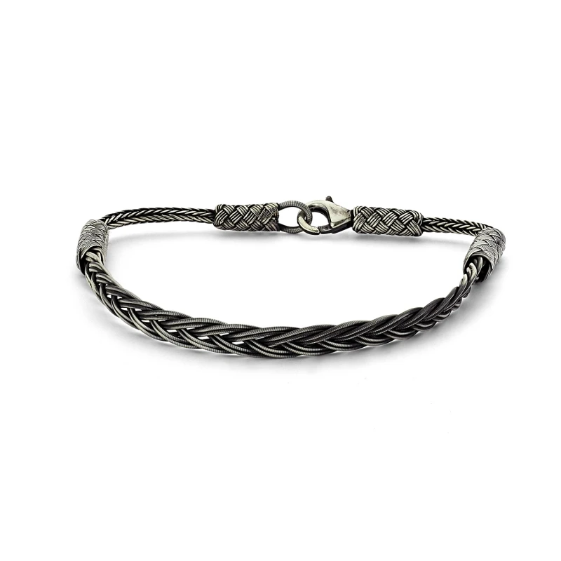 

Silverlina Sterling Silver Oxidized Kazaziye Hand Knitting Bracelet