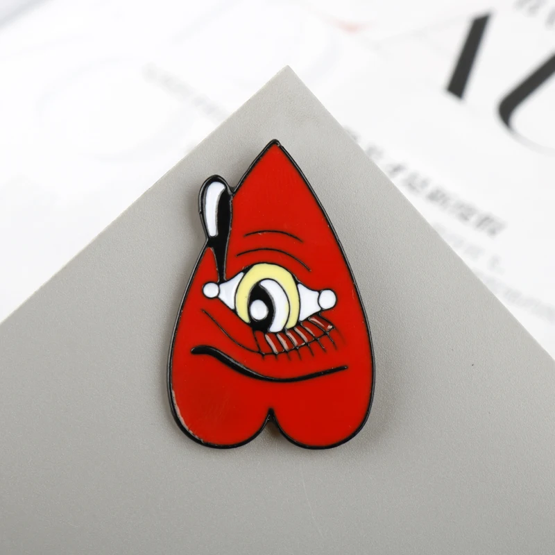 Эмалированные булавки с красным сердцем и слезой глаз грустная брошь значок