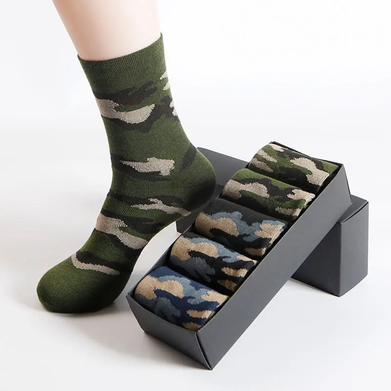 Men's Long Tube Cotton Socks Medium Tube Large Size Camouflage Socks