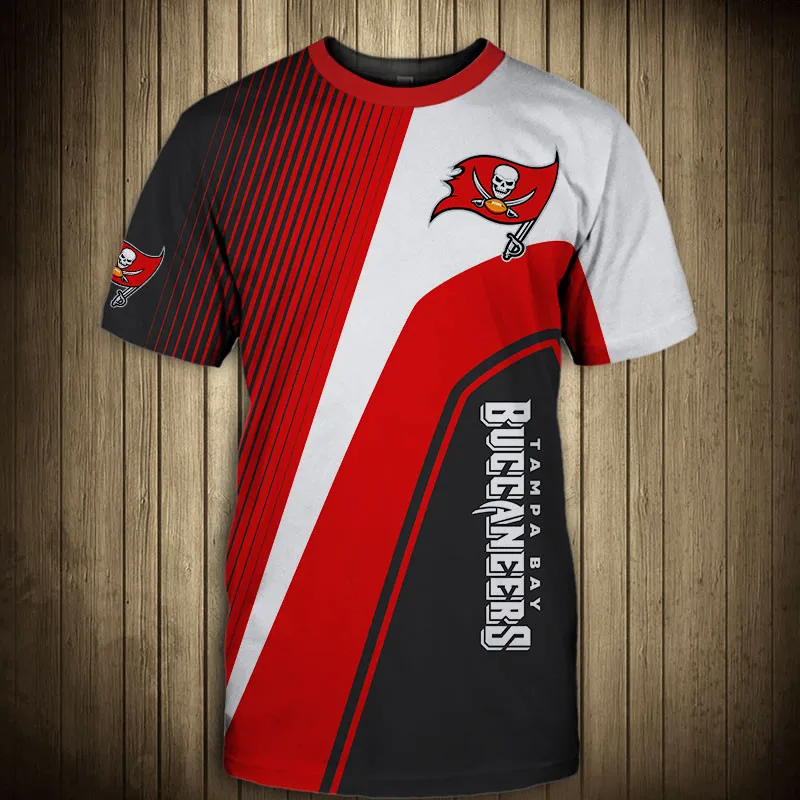 

Redcats Fashionable men's Buccaneers tshirts Red white black stitching striped pirate flag 3DT shirt 2