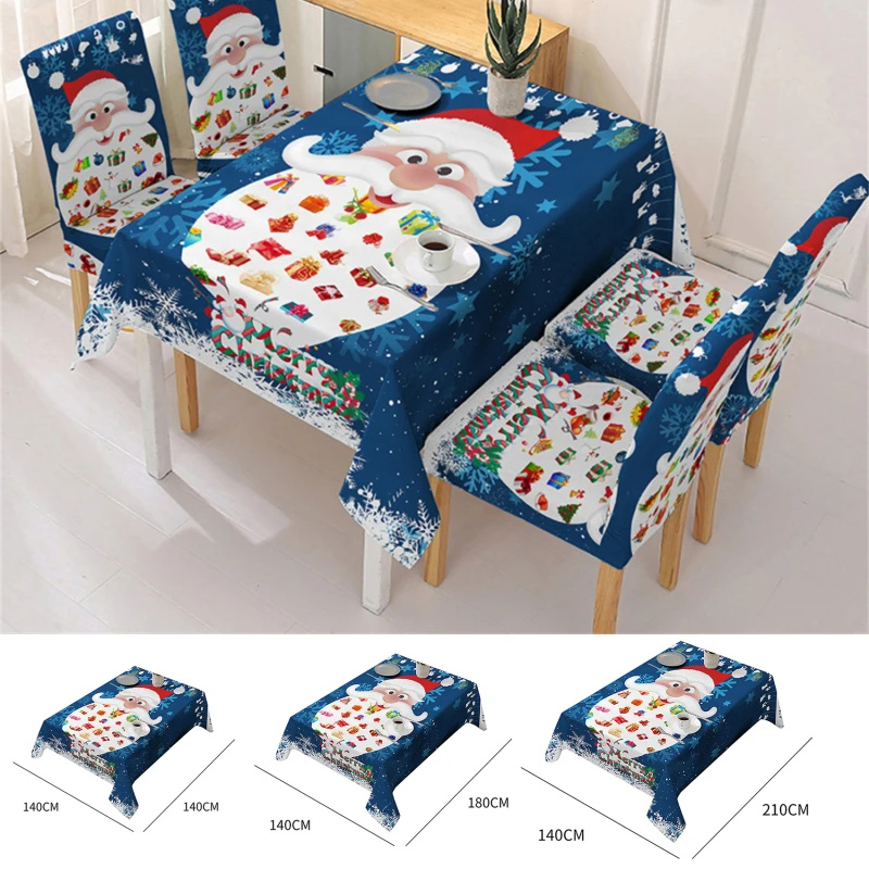

Рождественская Скатерть прямоугольная Праздничная скатерть впитывающий кофейный столик Набор чехлов Новогоднее украшение для дома