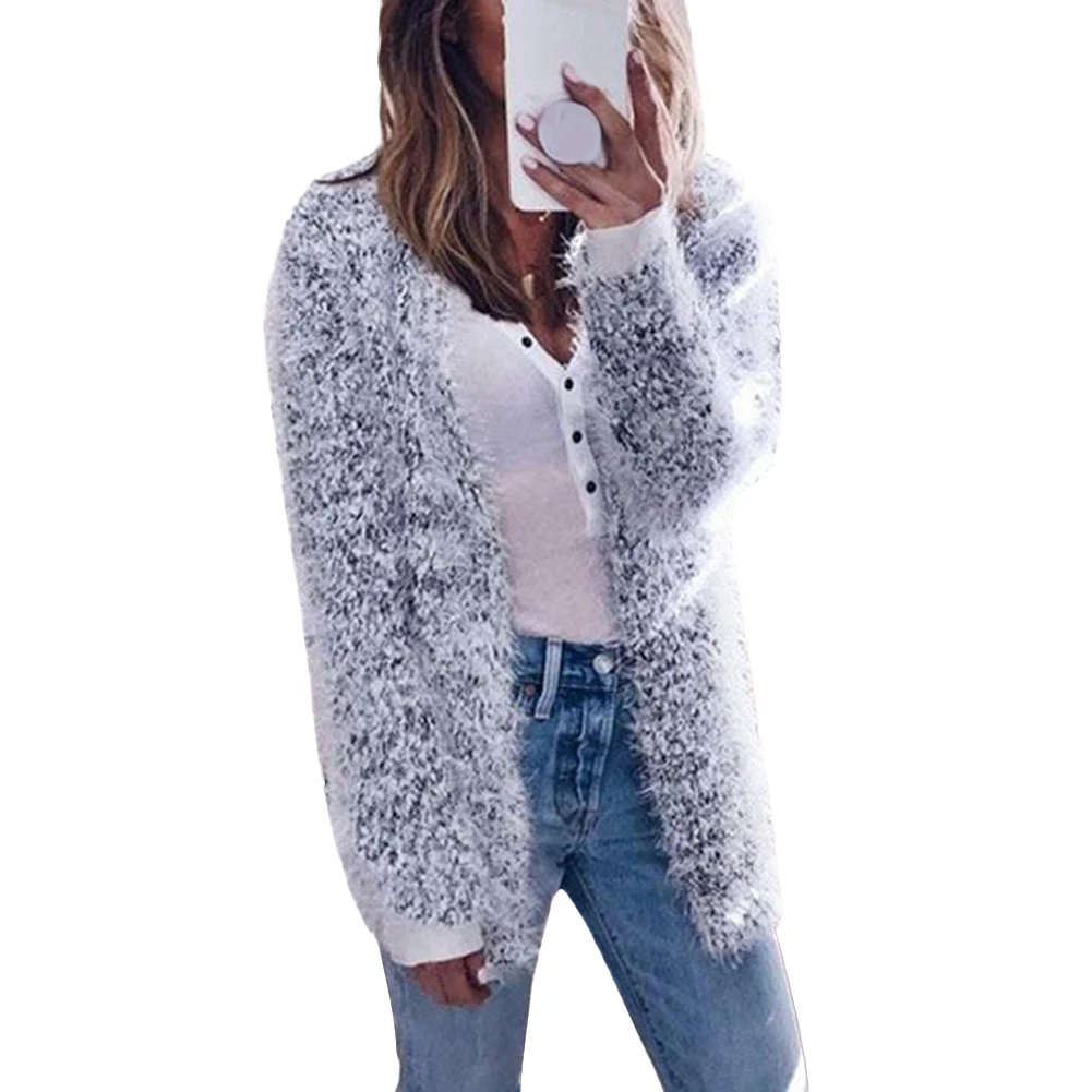 Модный женский осенне-зимний однотонный Тонкий кашемировый кардиган с длинным