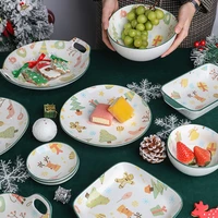 nordic ceramic dinner set fruit plates dessert snacks dishes christmas tableware creative underglaze soup bowls kitchen bakeware