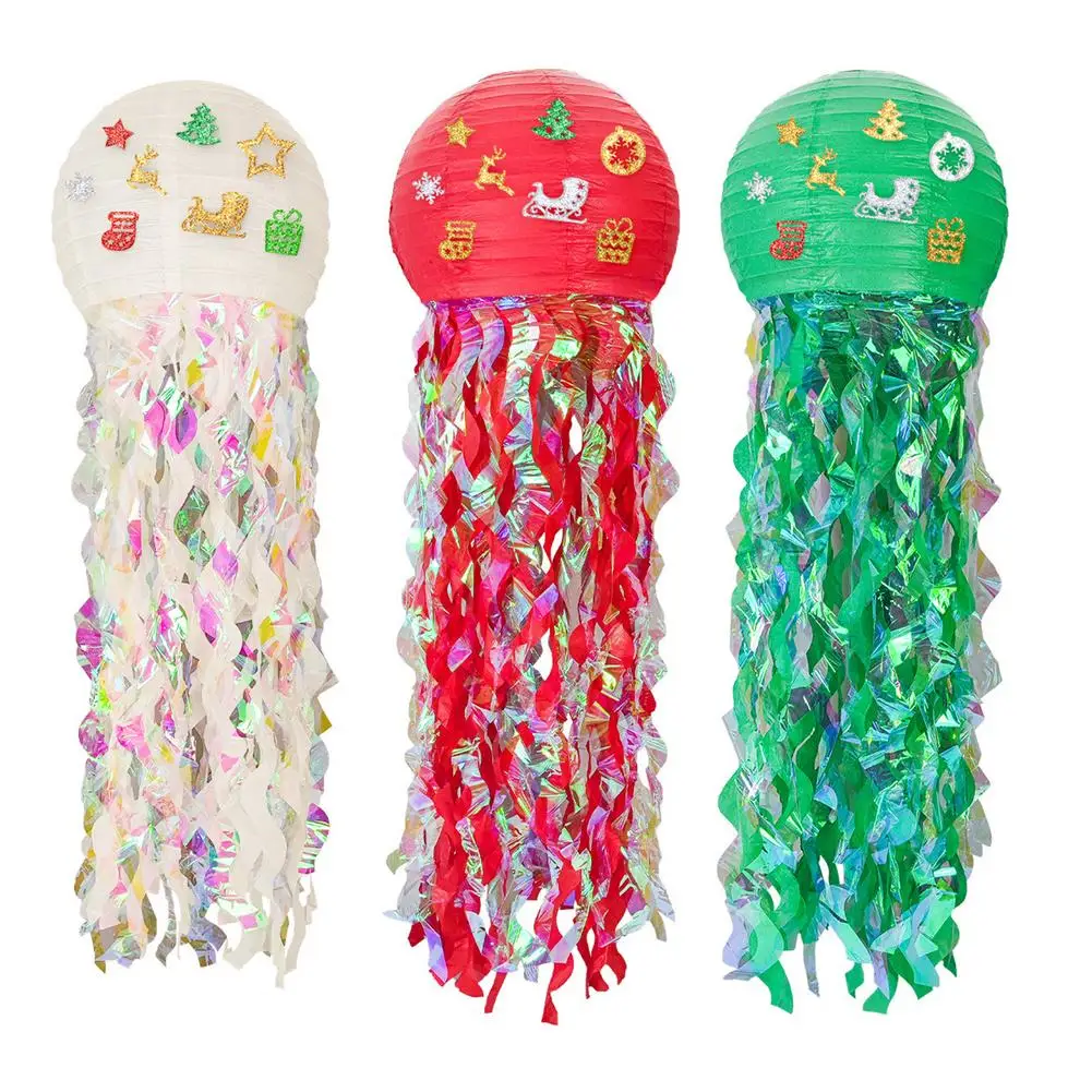 

Hot Sale Christmas Theme Hanging Paper Lantern Jellyfish Paper Lantern Reusable Handmade Material Room Decoration Party Ornament