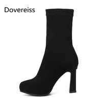 winter for woman new fashion consice new boots block heels back zipper special shaped heels ankle boots over the knee boots