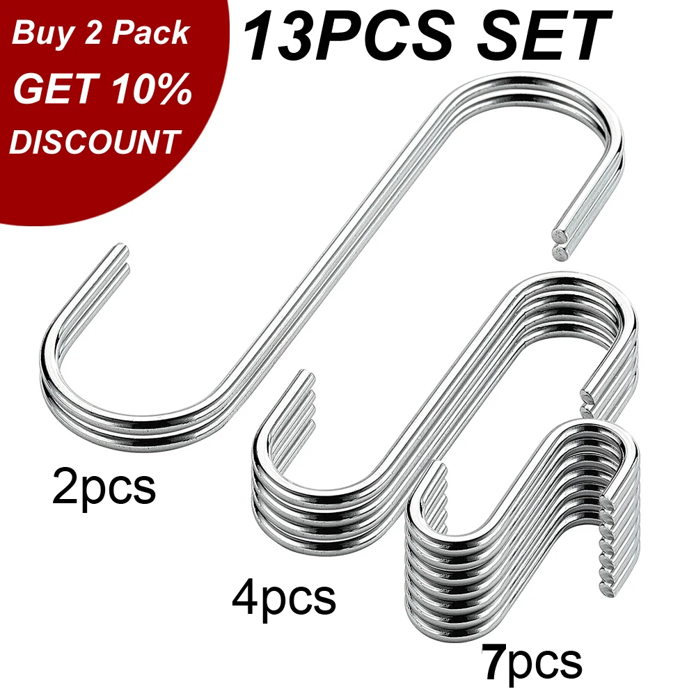 Seacreating s образный крючки 13 шт. набор 3 Размеры хромированные металлические перила