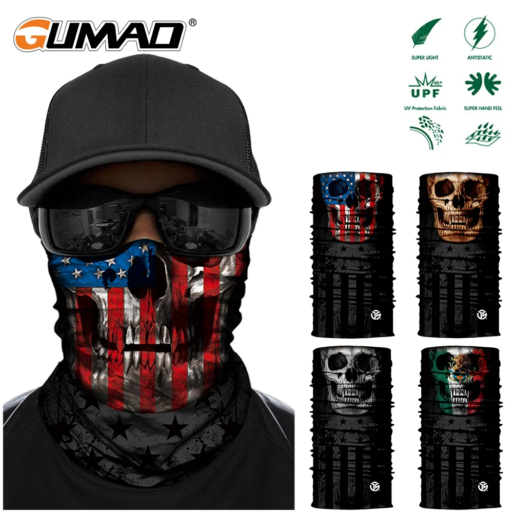 Skull Bandana Magic Neck Gaiter Skeleton Zombie Seamless Face Mask Shield Running Cycling Fishing Bike Headband Ghost Tube Scarf