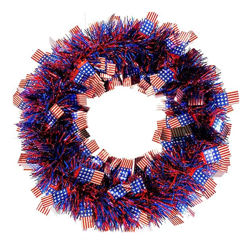 

July 4Th Decoration Patriotic Garland Red Blue White Star Front Door Decoration Garland Party Wall Decoration