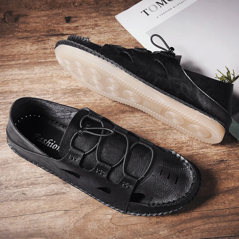 

Mens Platform Sandals Sandale Homme Ete Roman Sandals Men Sandalias Romanas Cuir V Ritable Hollow Zandalias Hombre Slide