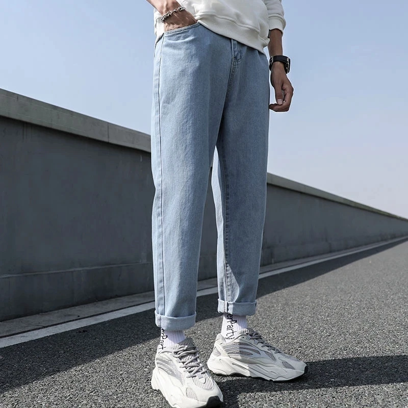 New Loose Men Jeans Male Trousers Simple Design High Quality Cozy All-match Students Daily Casual Straight Denim Pants Korean
