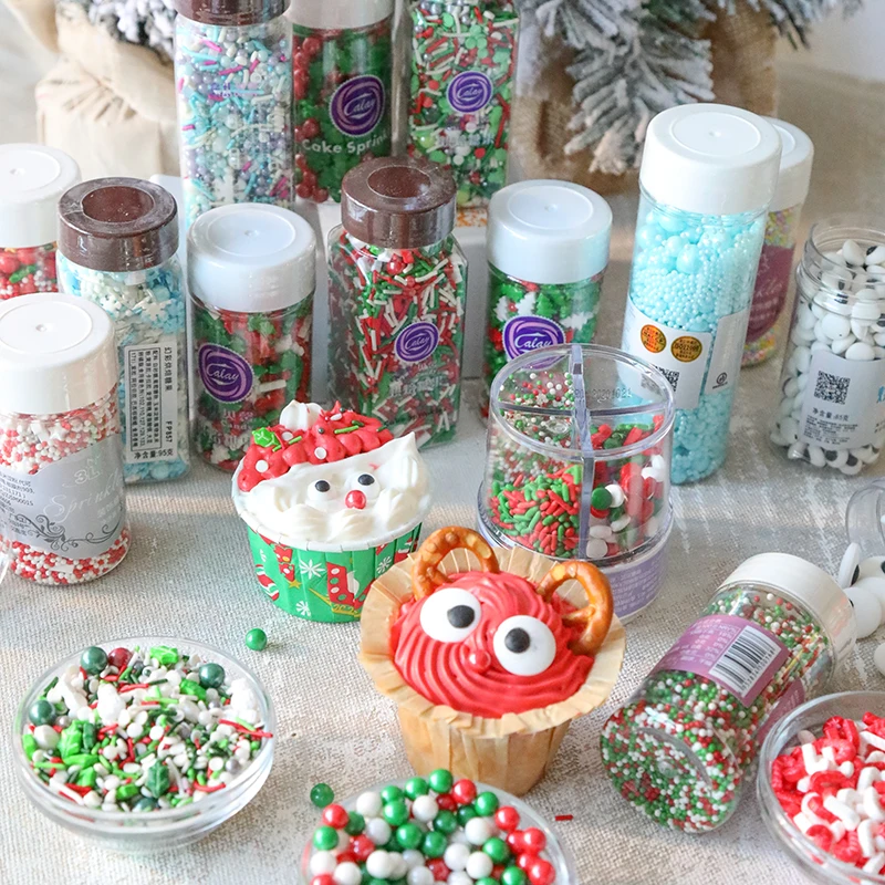 Edible New Year Christmas Cake Decoration Sugar Beads Pearl Ball Fudge DIY Baking Sprinkle Deer Nose Green Leaves | Дом и сад