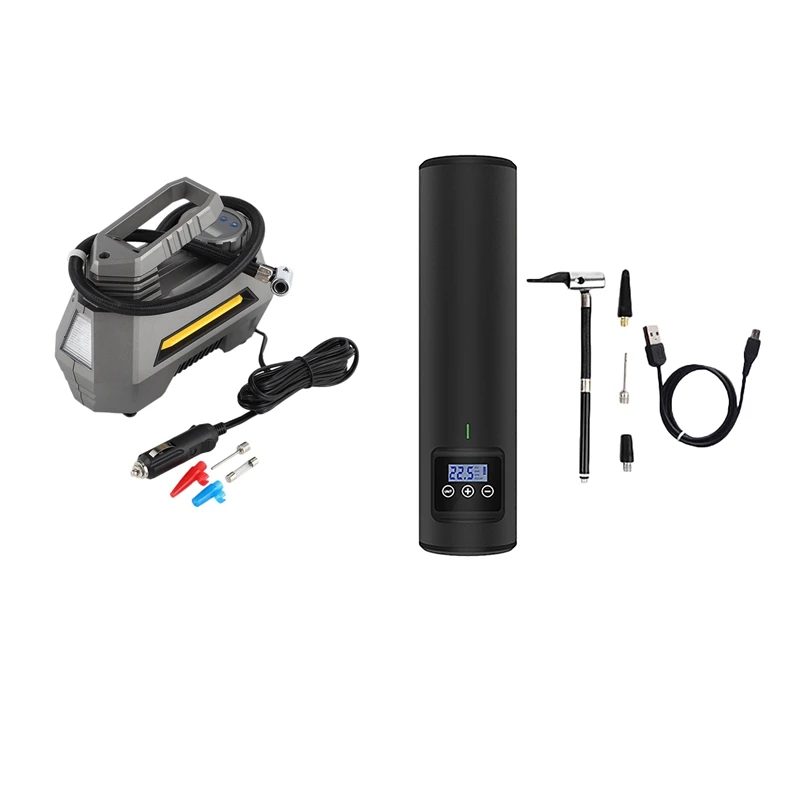 

Воздушный компрессор, устройство для накачки шин с цифровым манометром, с аккумулятором, 2 комплекта